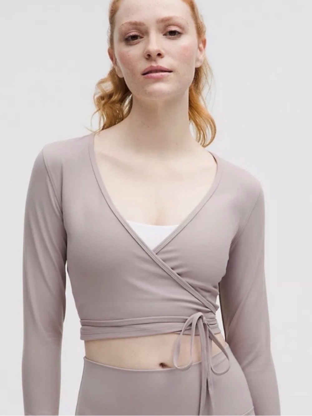 lululemon athletica Wrap Crop Top in Dusty Taupe